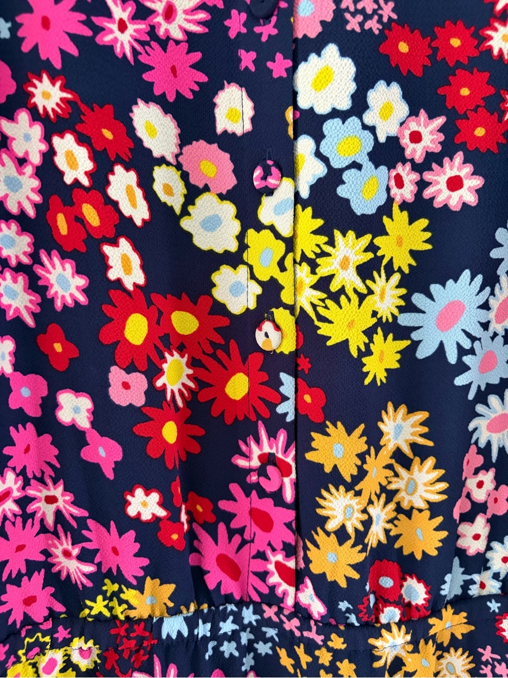 Talbots 2X Plus Multicolor Navy Blue Fit & Flare Starburst Floral Midi Dress - Picture 9 of 16